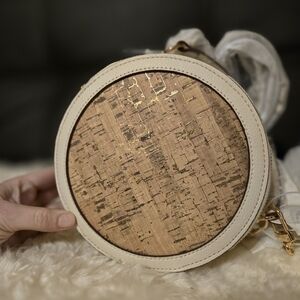 Anne Klein Beige and Brown Round Crossbody Bag